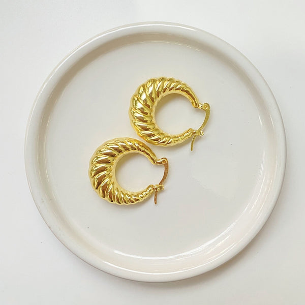 Spiral Twist Hoops - 18K Gold Plated - Khvab