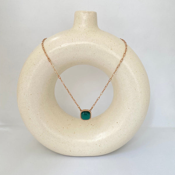 Emerald Glow Pendant- 18K Gold Plated - Khvab