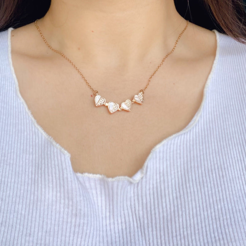 Mother of Pearl Magnetic Clover Heart Necklace - Khvab