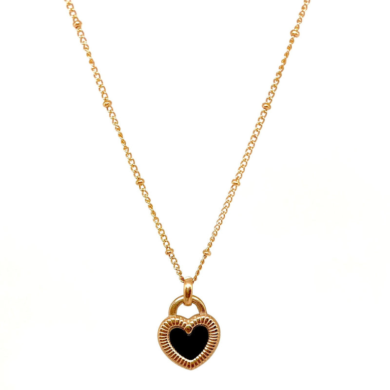 Reversible Heart Necklace- 18k Gold Plated - Khvab